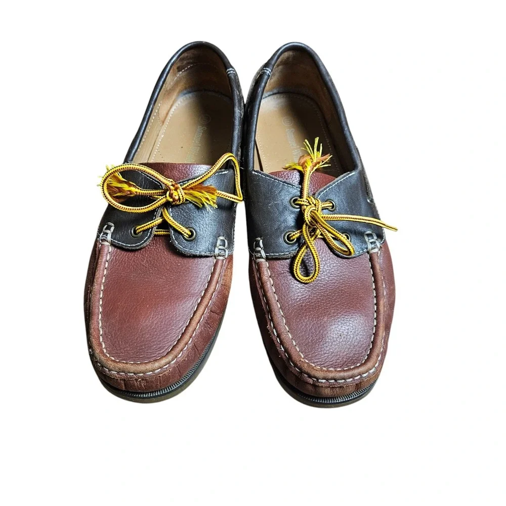 Samuel Windsor Deck Boat Shoes Mens Two Tone Black Burgundy Leather‎ Size 10